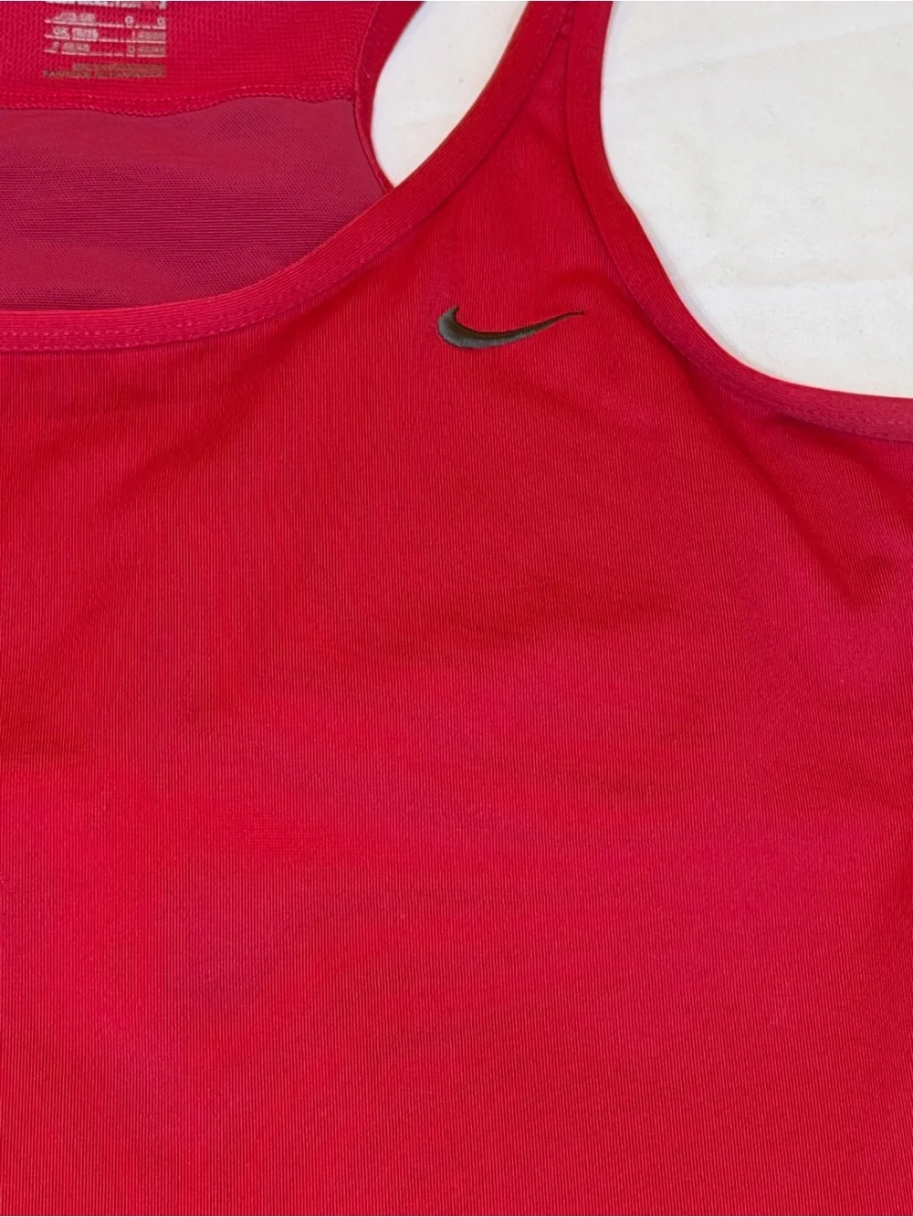 Nike Women's Bright Red Racerback Sports Tank with Black Swoosh